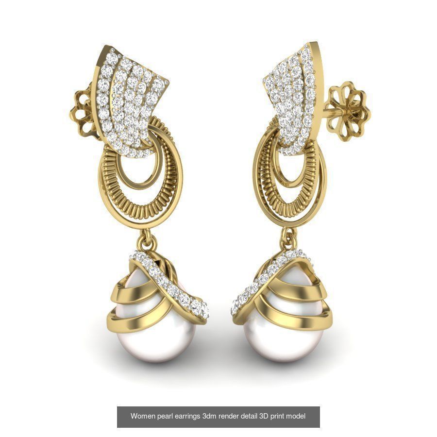 97 Women pearl earrings 3dm render detail  3D Model Collection_37