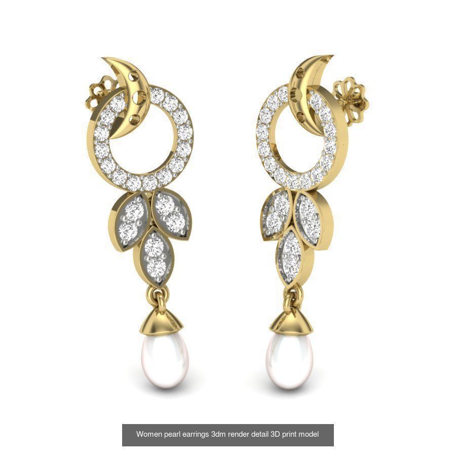 97 Women pearl earrings 3dm render detail  3D Model Collection_42