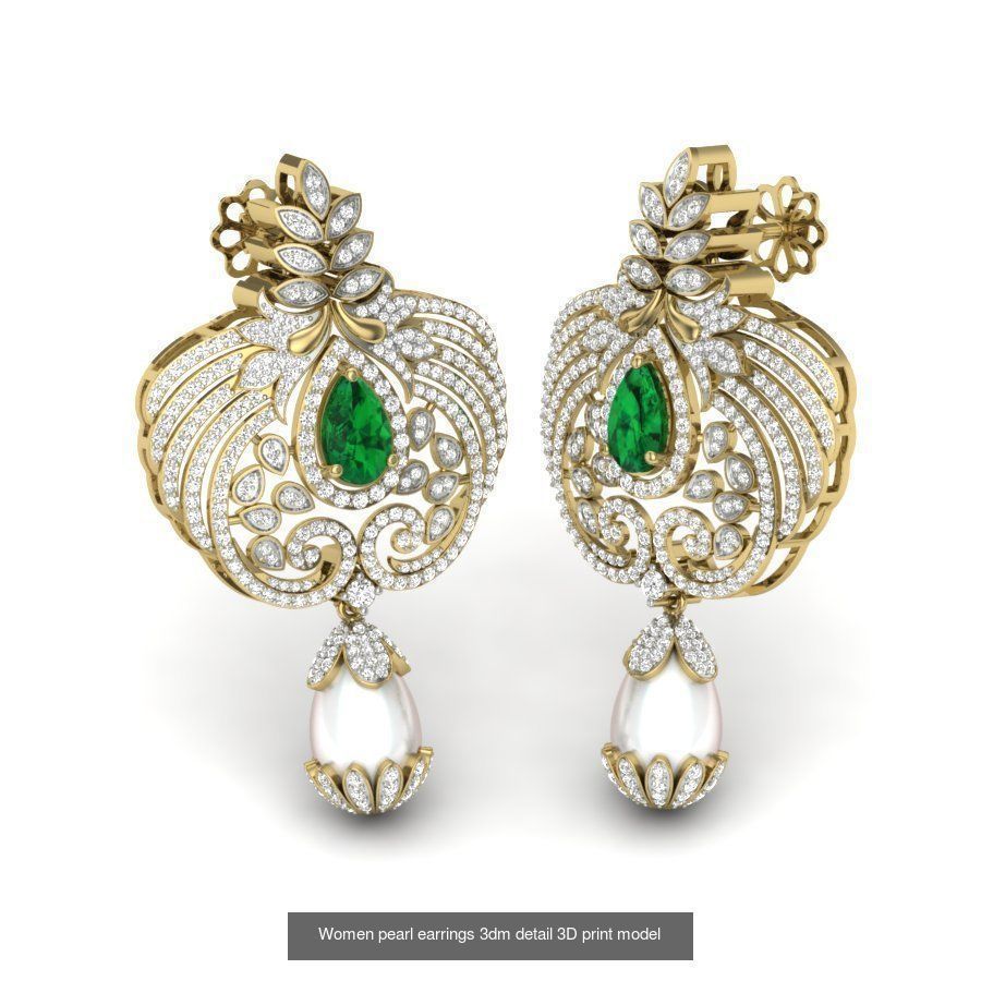 97 Women pearl earrings 3dm render detail  3D Model Collection_61