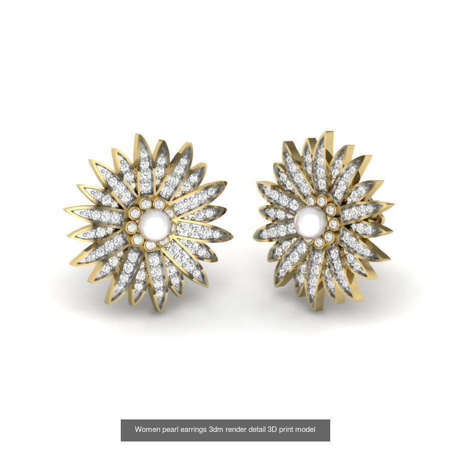 97 Women pearl earrings 3dm render detail  3D Model Collection_28