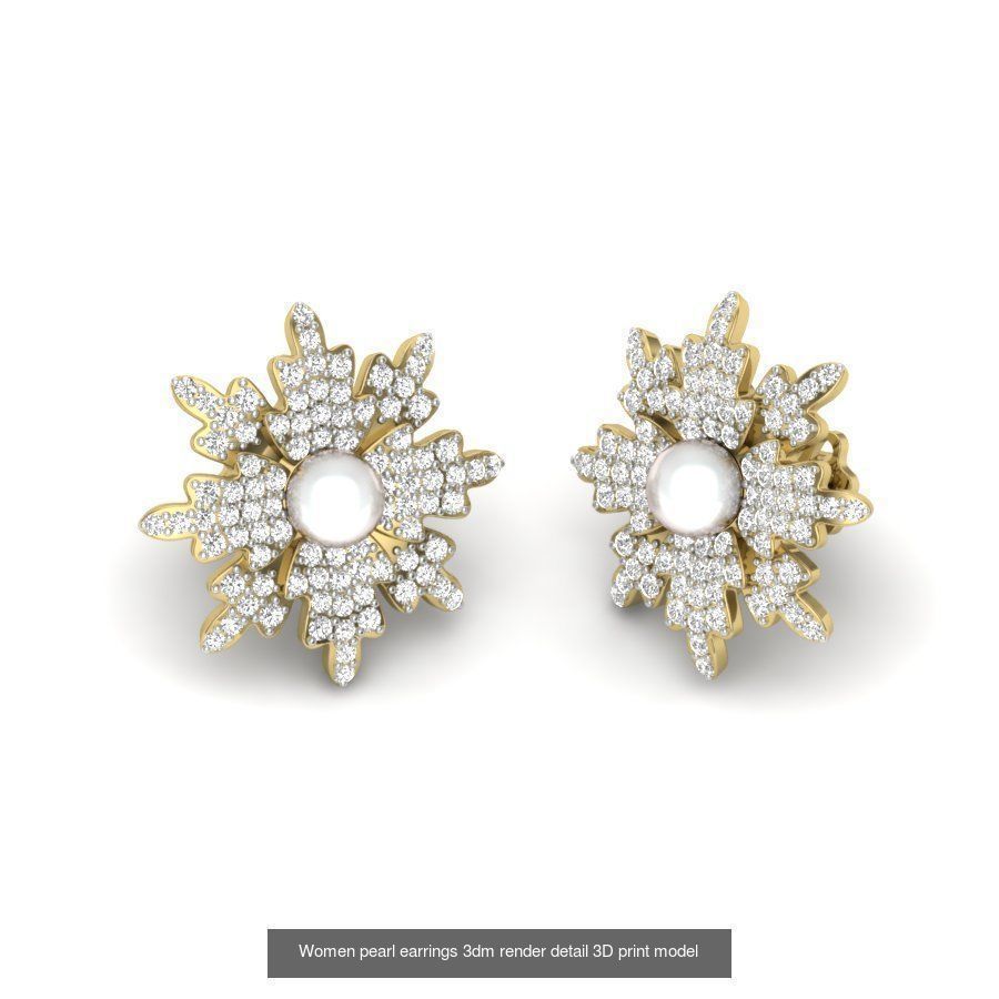 97 Women pearl earrings 3dm render detail  3D Model Collection_15