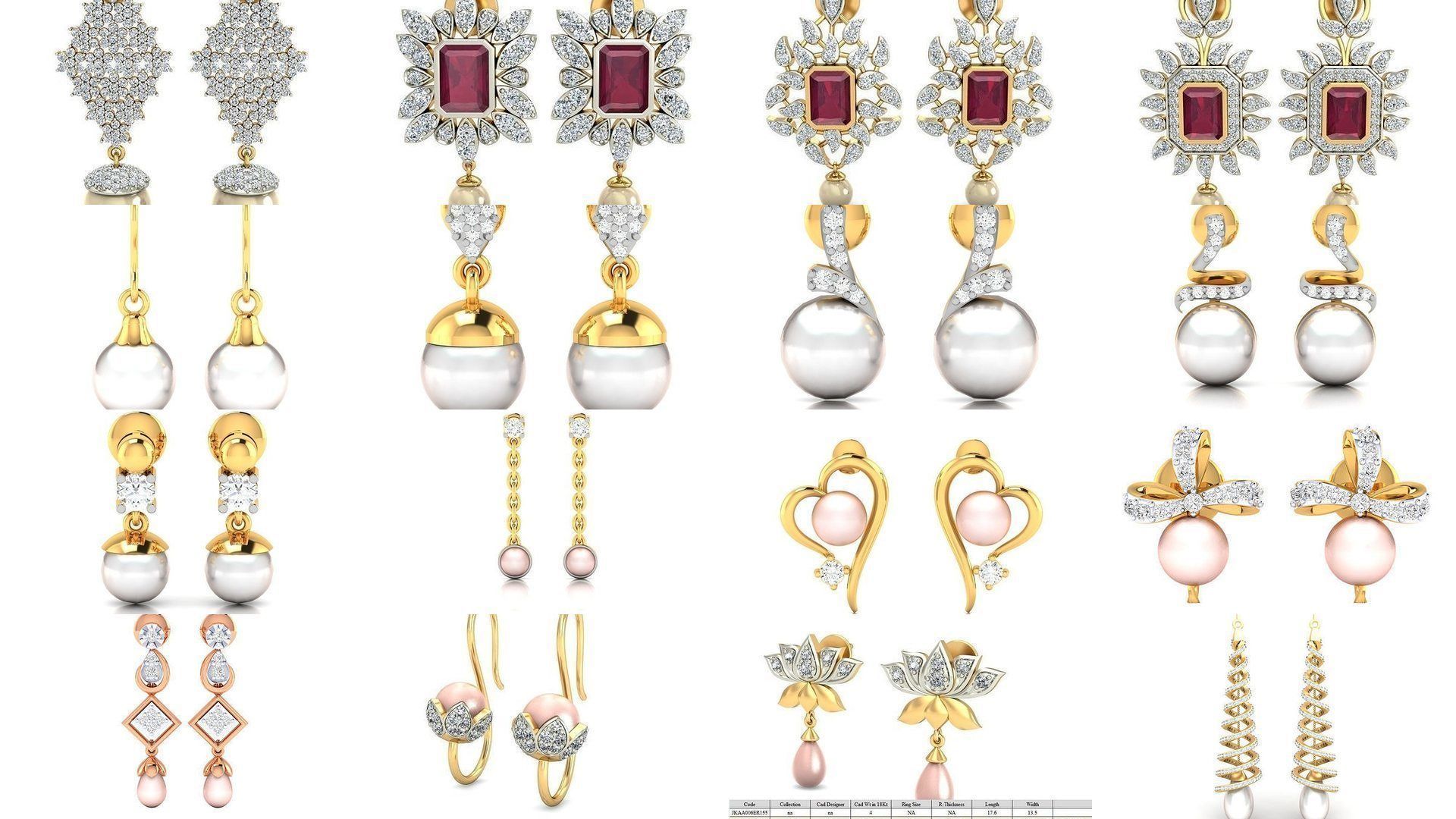 97 Women pearl earrings 3dm render detail  3D Model Collection_5