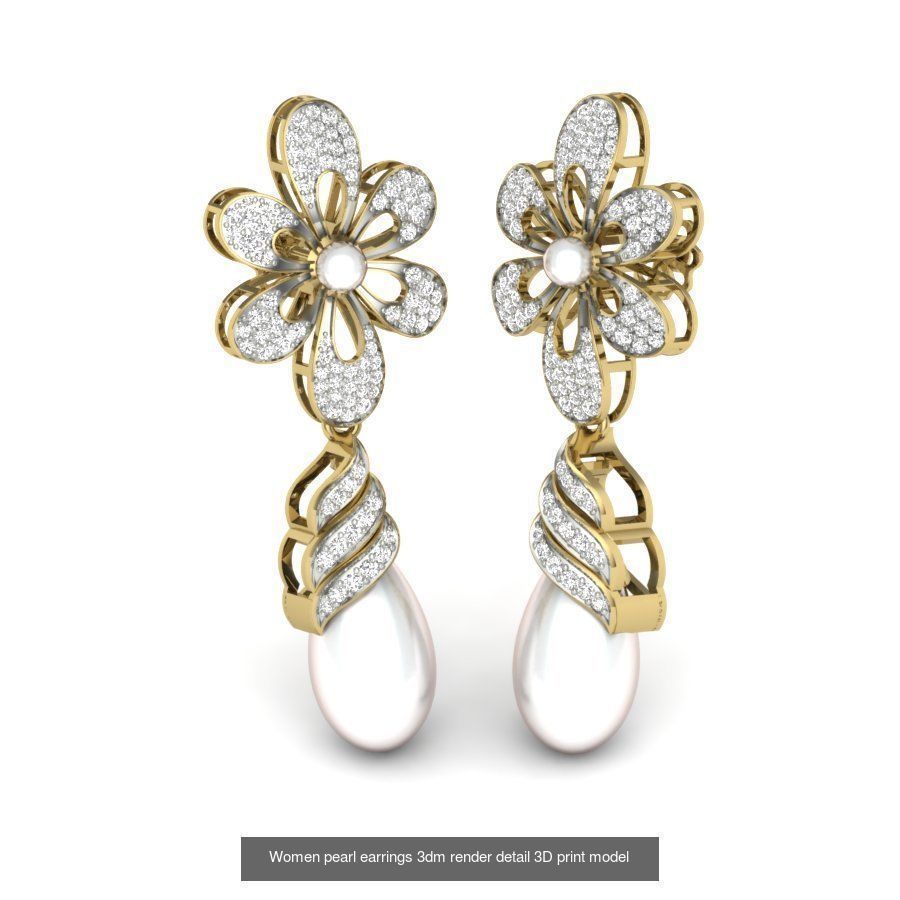 97 Women pearl earrings 3dm render detail  3D Model Collection_53