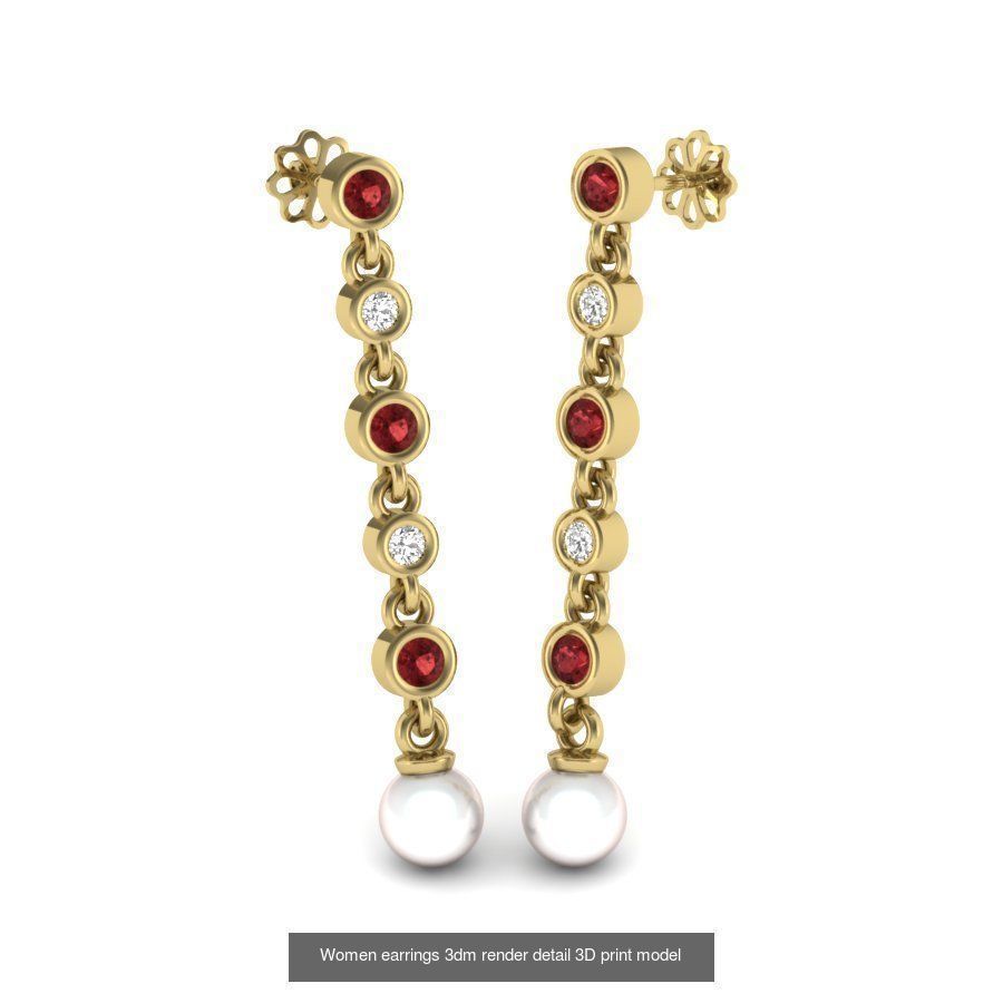 97 Women pearl earrings 3dm render detail  3D Model Collection_19