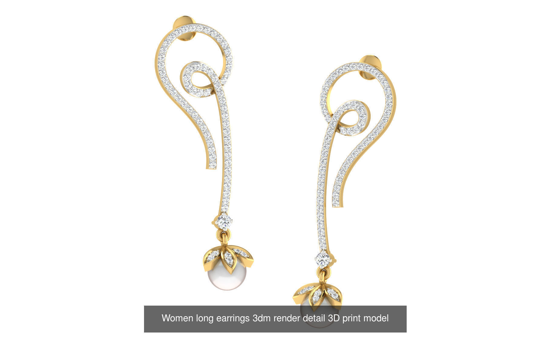 97 Women pearl earrings 3dm render detail  3D Model Collection_64