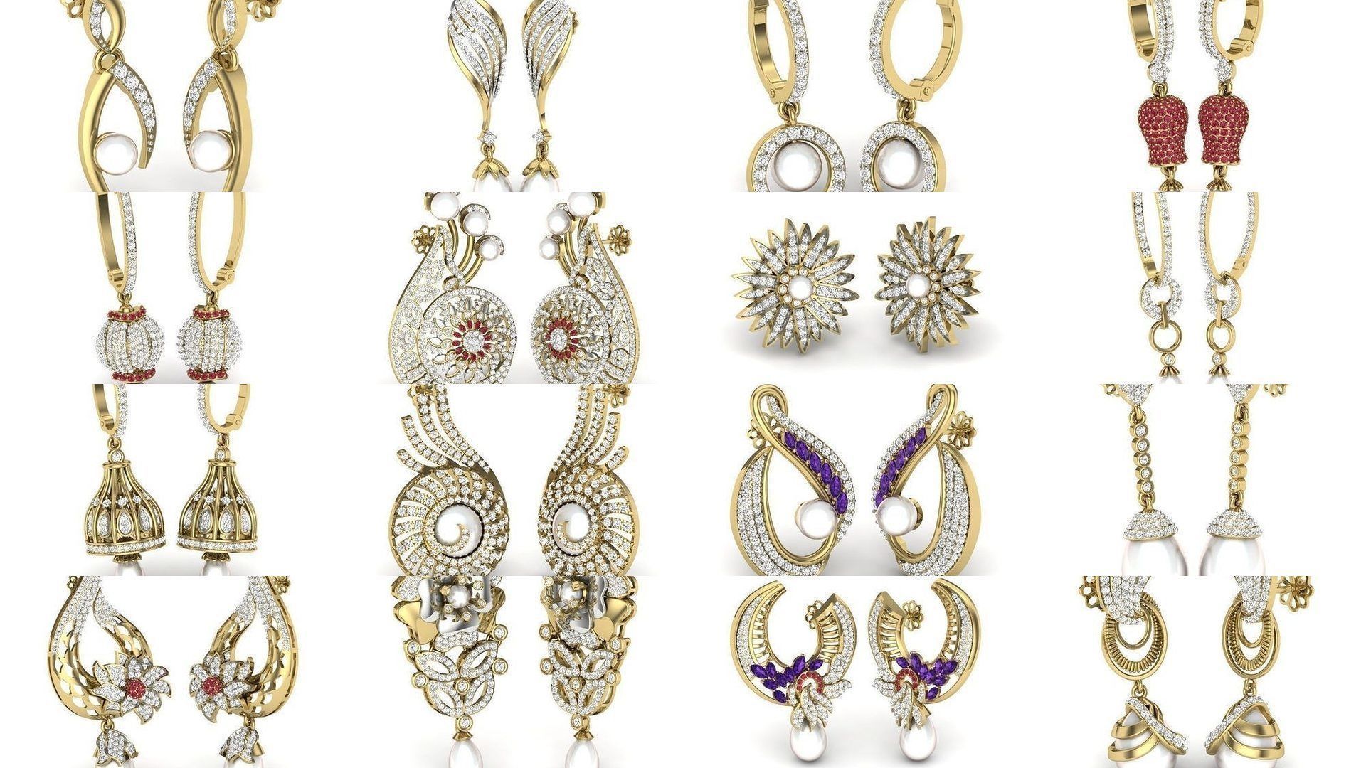 97 Women pearl earrings 3dm render detail  3D Model Collection_2