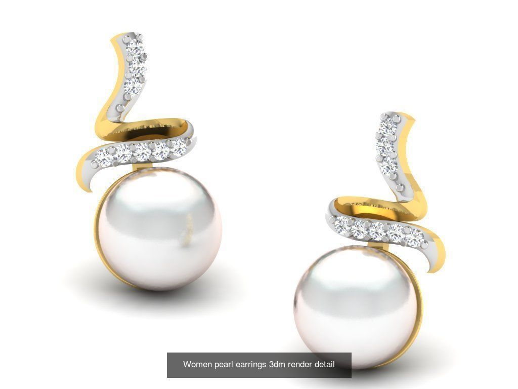 97 Women pearl earrings 3dm render detail  3D Model Collection_99