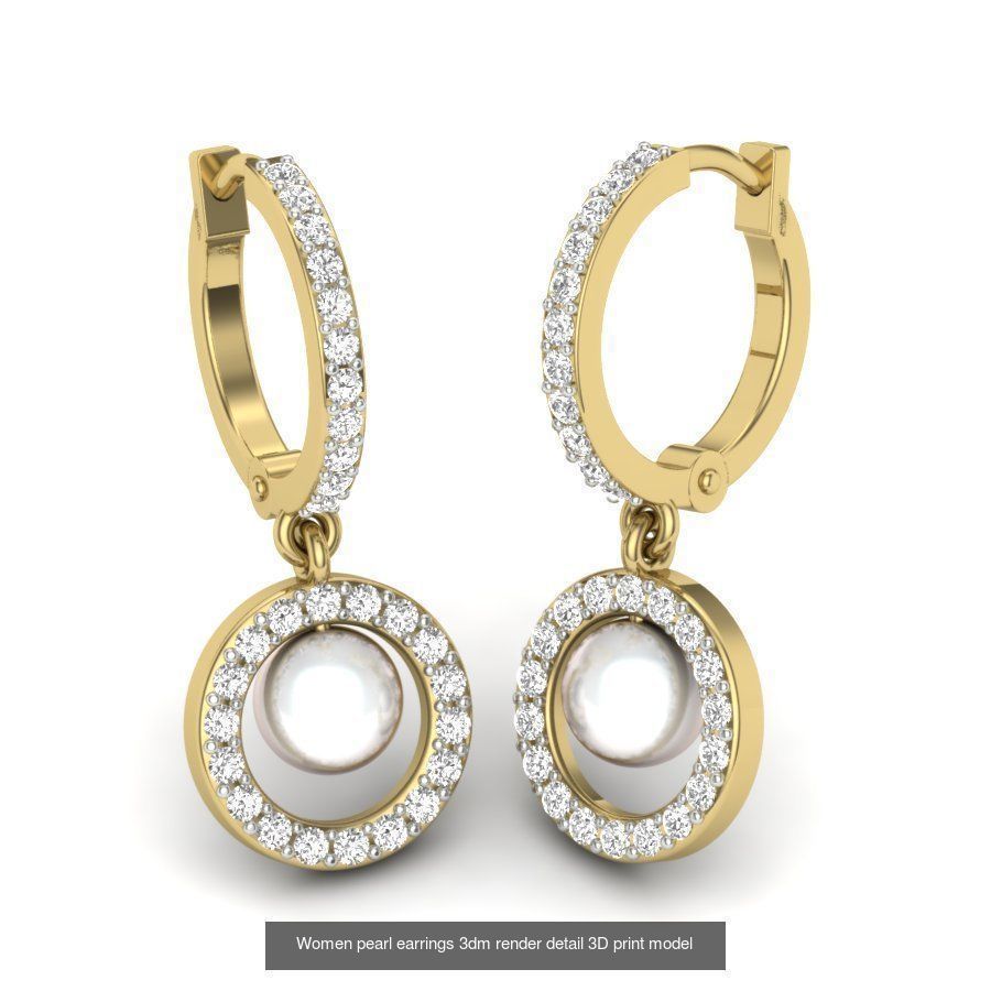 97 Women pearl earrings 3dm render detail  3D Model Collection_24