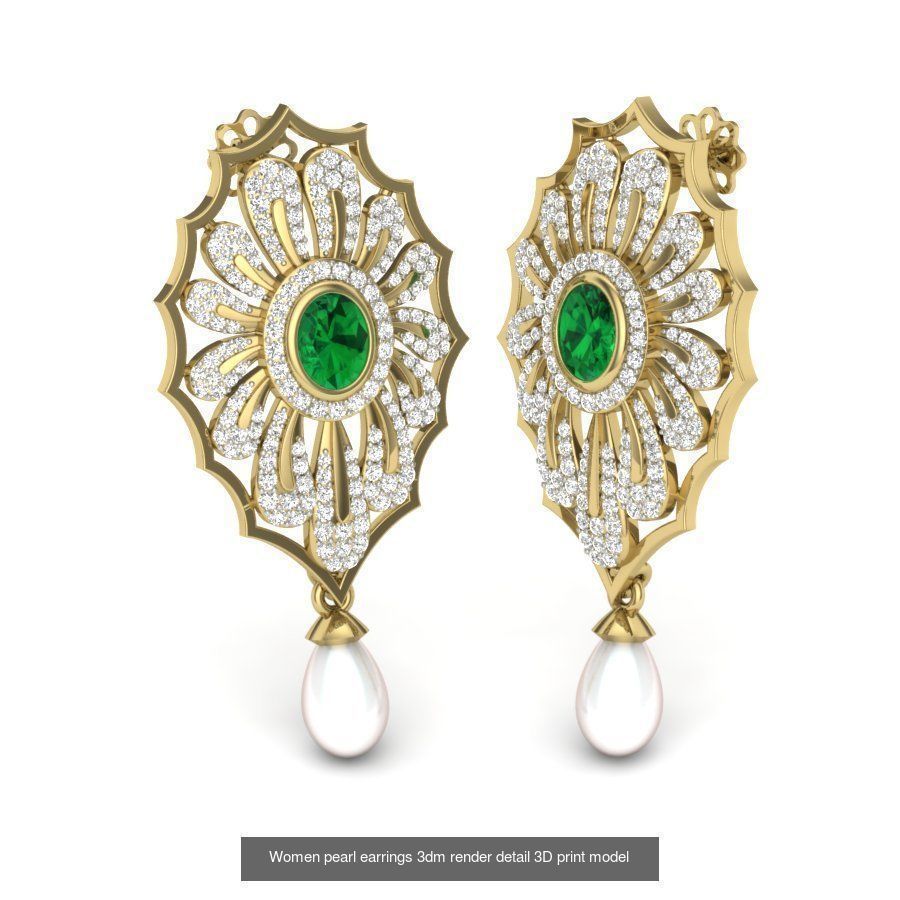 97 Women pearl earrings 3dm render detail  3D Model Collection_47