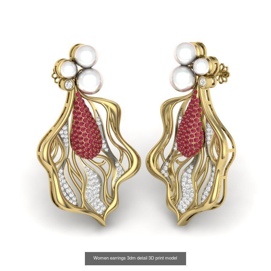 97 Women pearl earrings 3dm render detail  3D Model Collection_57
