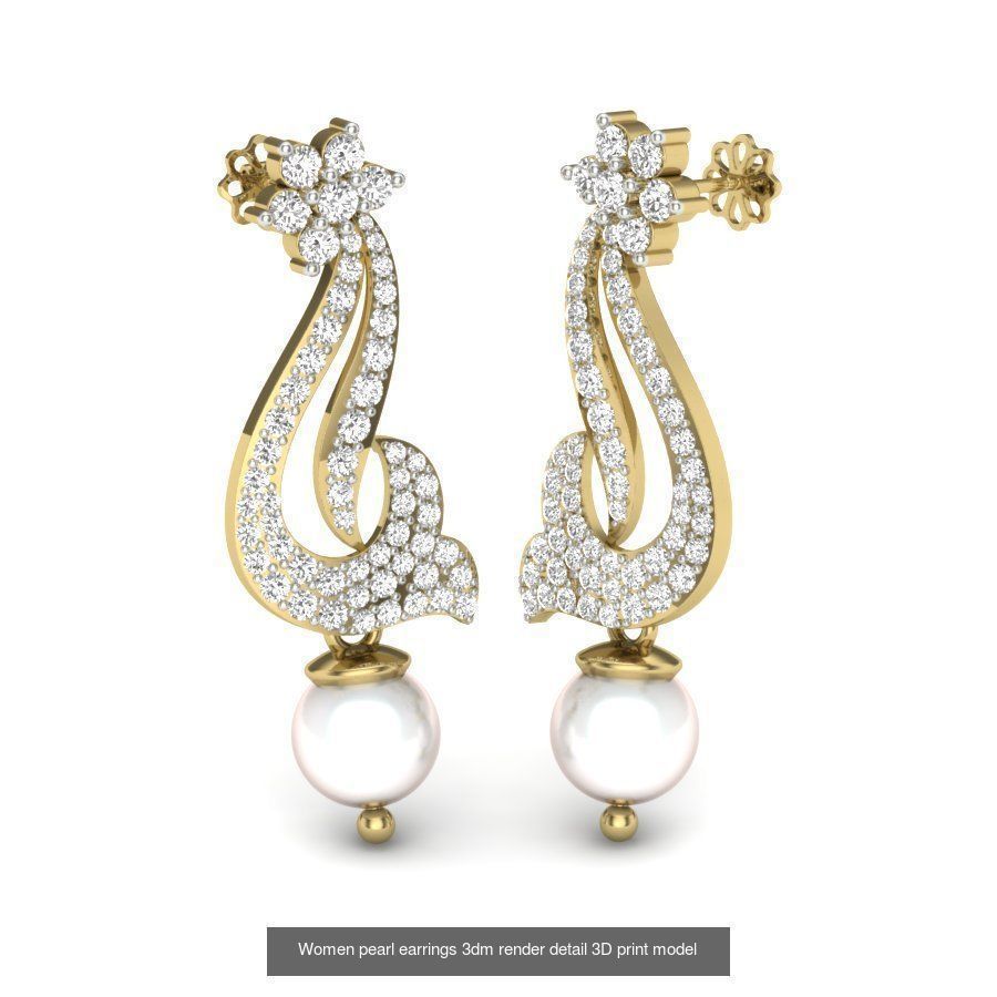97 Women pearl earrings 3dm render detail  3D Model Collection_39
