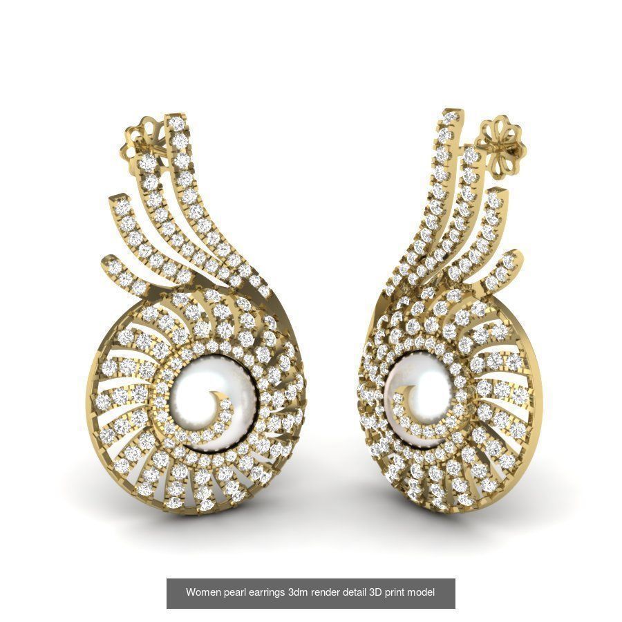97 Women pearl earrings 3dm render detail  3D Model Collection_31