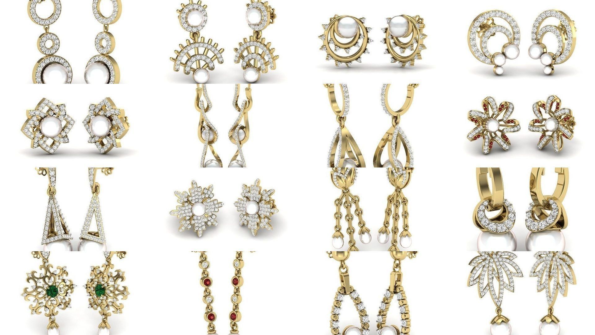 97 Women pearl earrings 3dm render detail  3D Model Collection_1