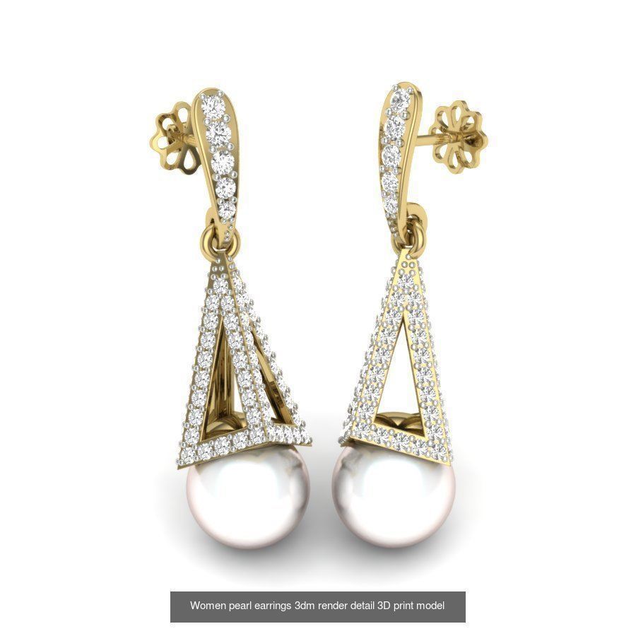 97 Women pearl earrings 3dm render detail  3D Model Collection_14
