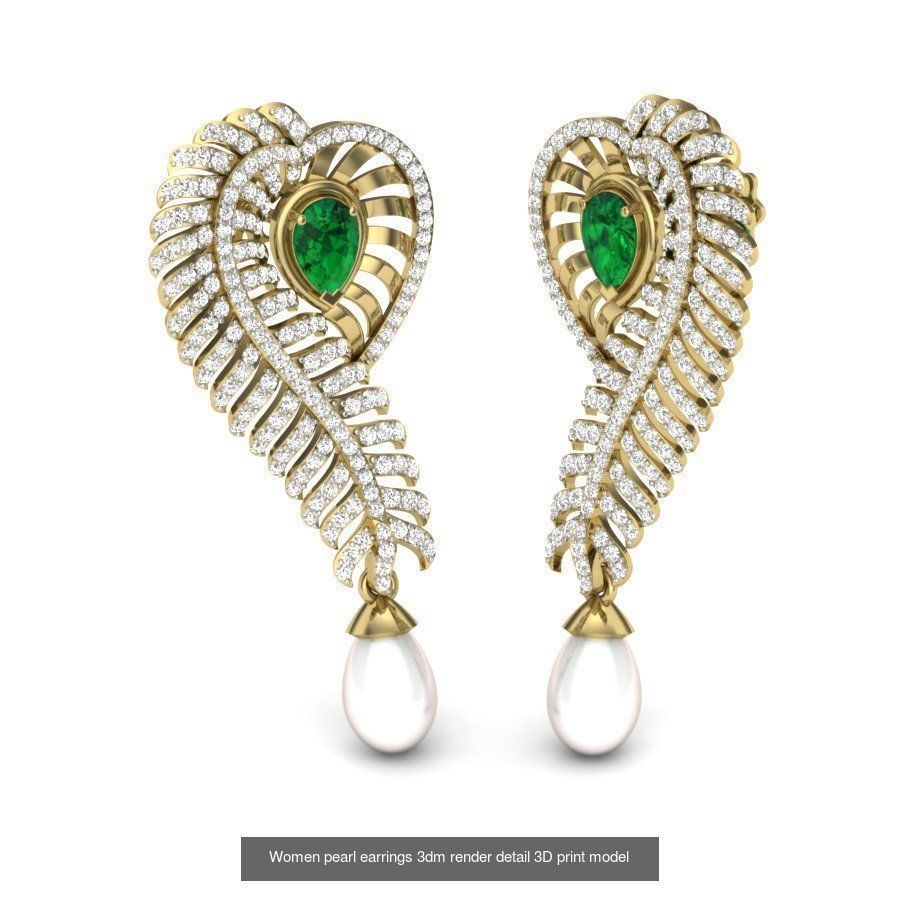 97 Women pearl earrings 3dm render detail  3D Model Collection_40