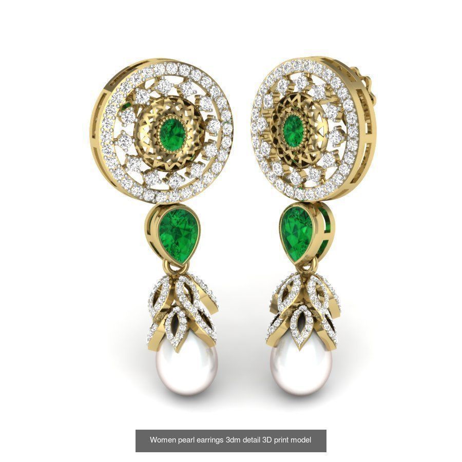97 Women pearl earrings 3dm render detail  3D Model Collection_58