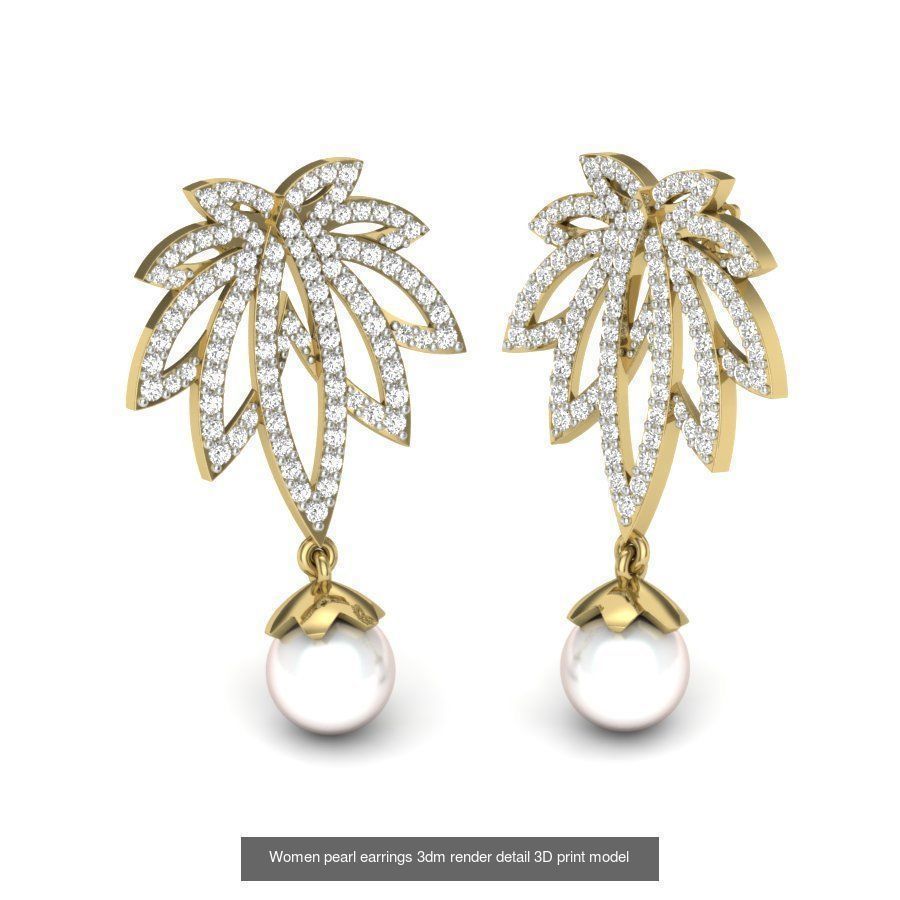 97 Women pearl earrings 3dm render detail  3D Model Collection_21