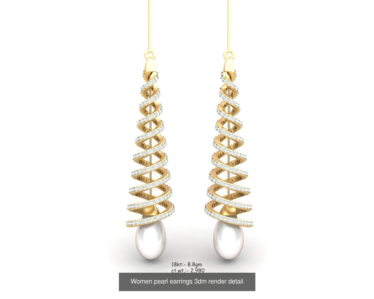 97 Women pearl earrings 3dm render detail  3D Model Collection_85