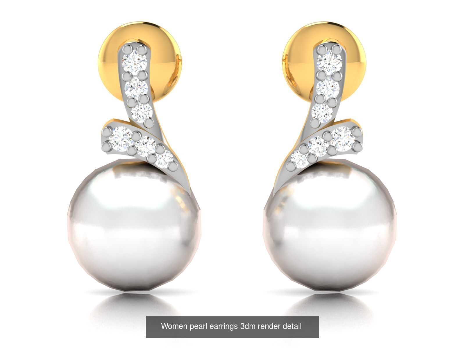 97 Women pearl earrings 3dm render detail  3D Model Collection_76