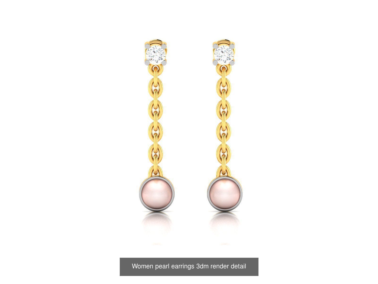 97 Women pearl earrings 3dm render detail  3D Model Collection_79