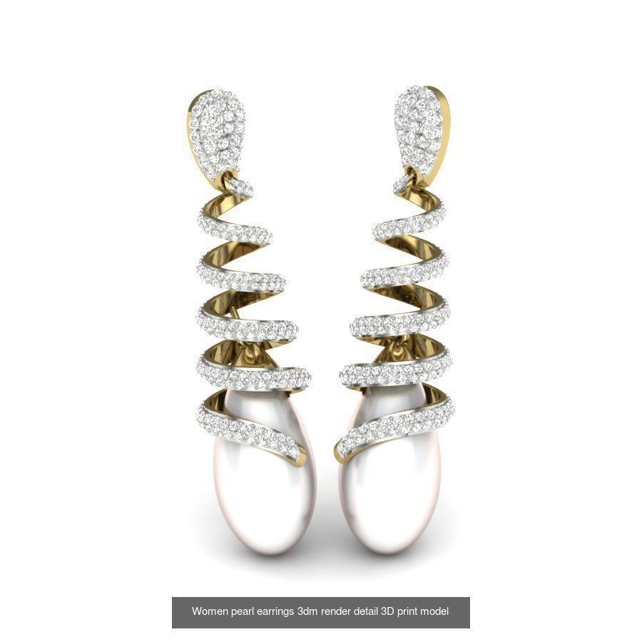 97 Women pearl earrings 3dm render detail  3D Model Collection_46
