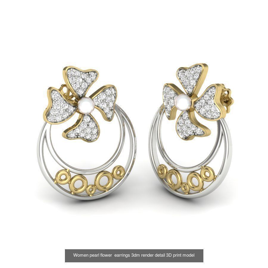 97 Women pearl earrings 3dm render detail  3D Model Collection_41