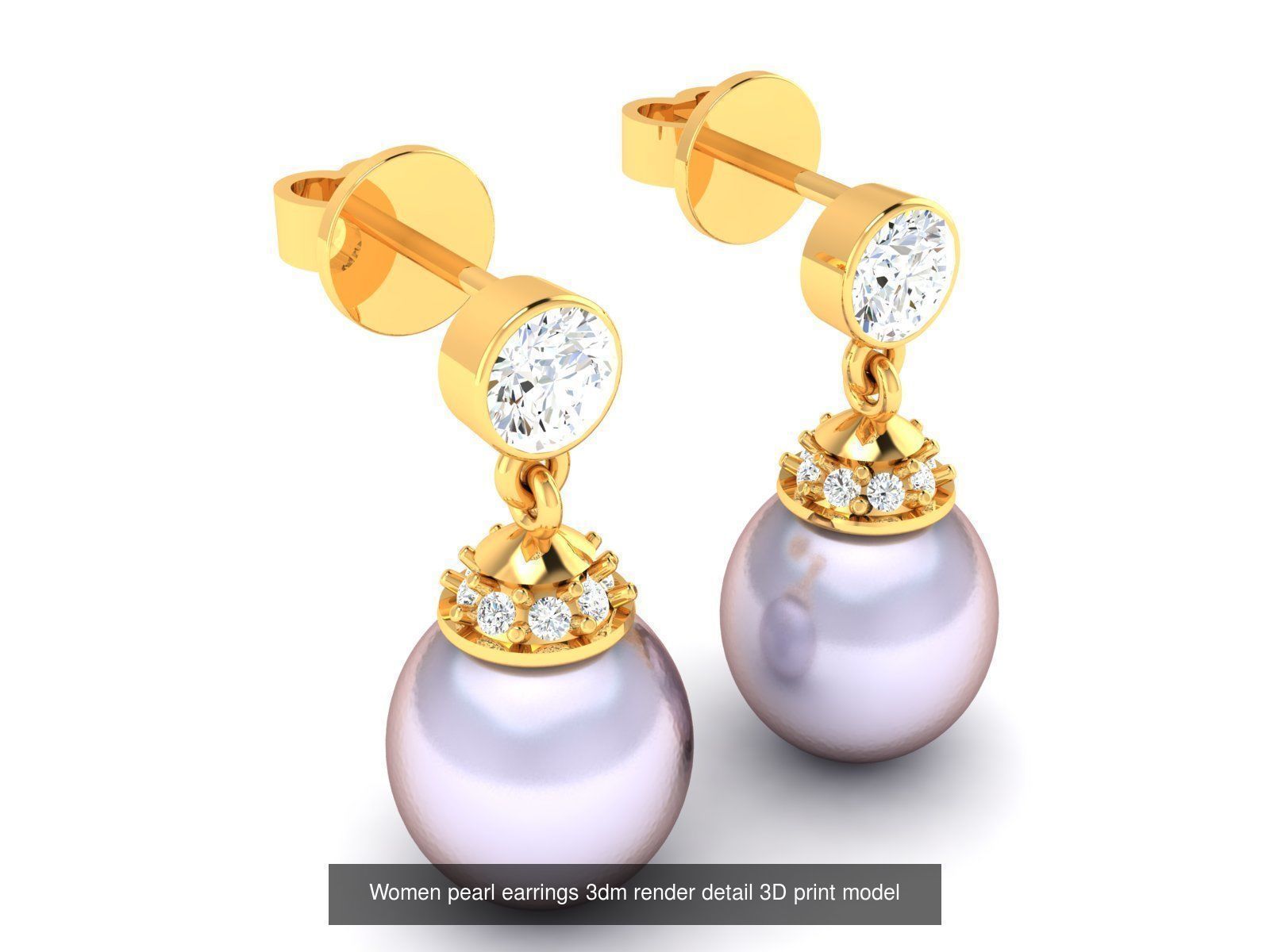 97 Women pearl earrings 3dm render detail  3D Model Collection_67
