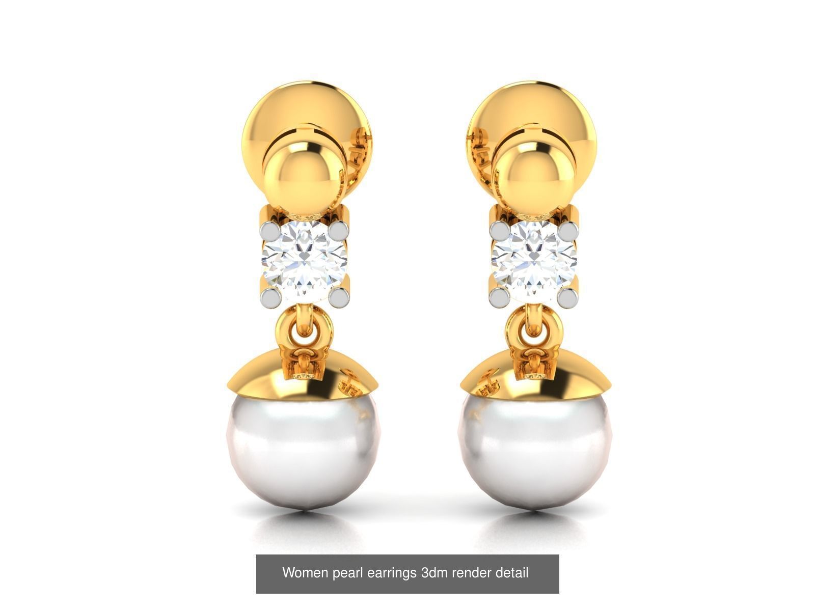 97 Women pearl earrings 3dm render detail  3D Model Collection_78