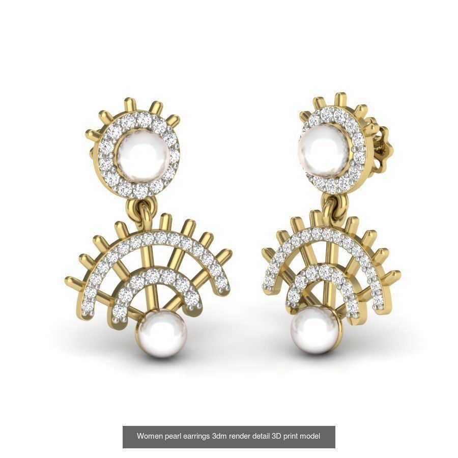 97 Women pearl earrings 3dm render detail  3D Model Collection_7