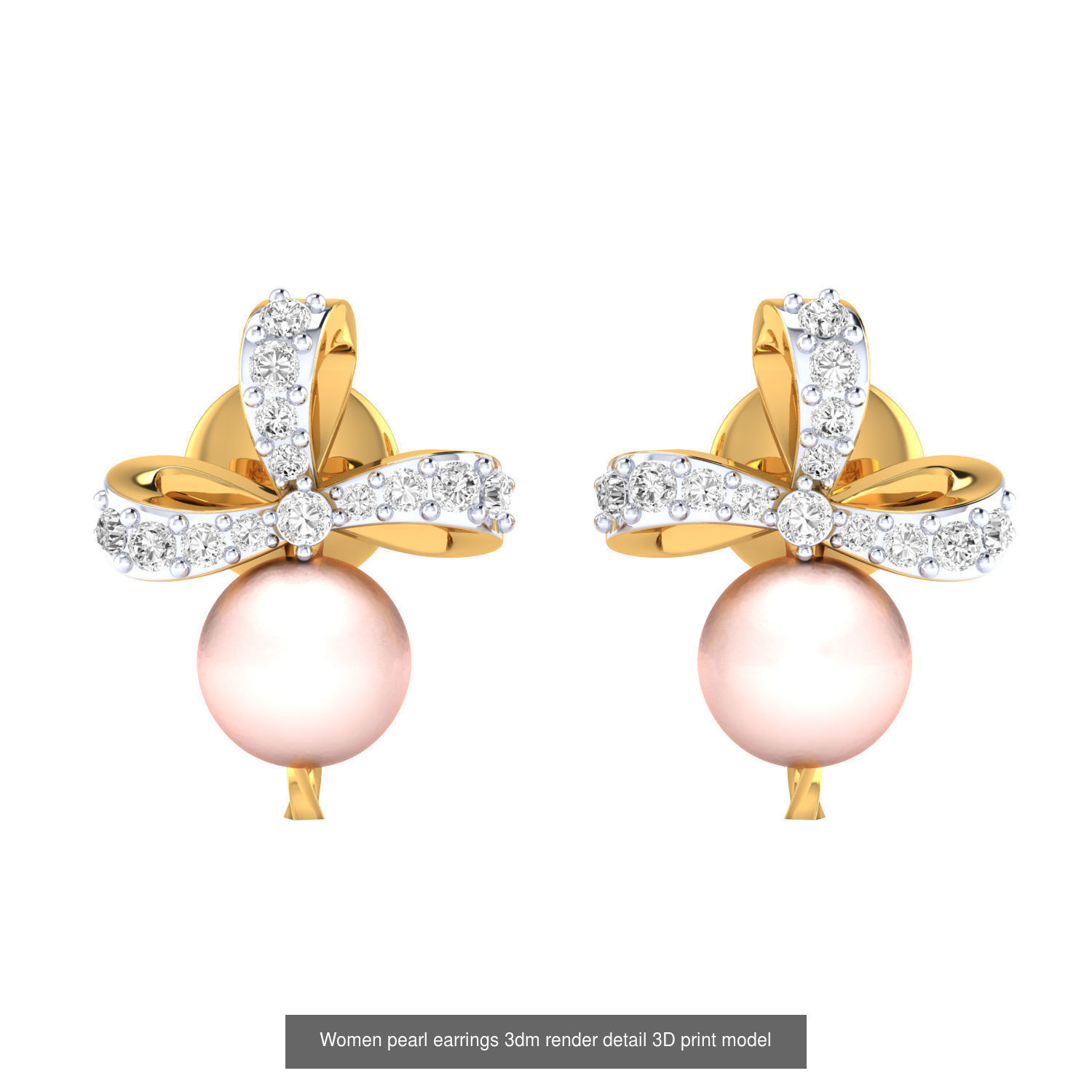 97 Women pearl earrings 3dm render detail  3D Model Collection_81