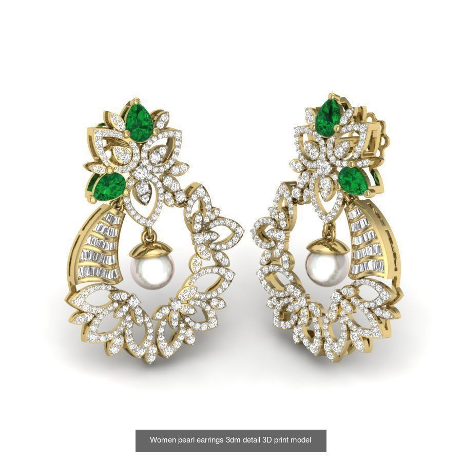 97 Women pearl earrings 3dm render detail  3D Model Collection_62
