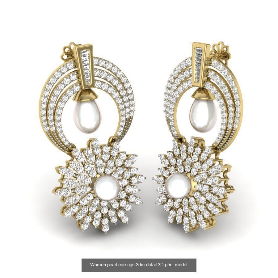 97 Women pearl earrings 3dm render detail  3D Model Collection_59