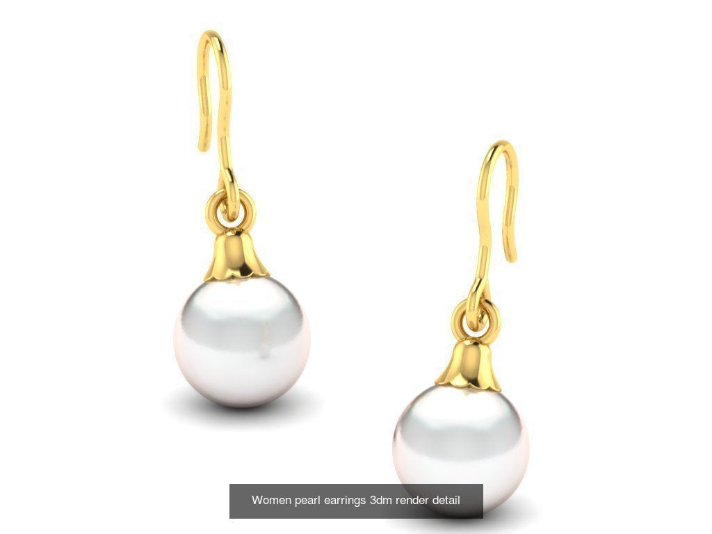 97 Women pearl earrings 3dm render detail  3D Model Collection_102