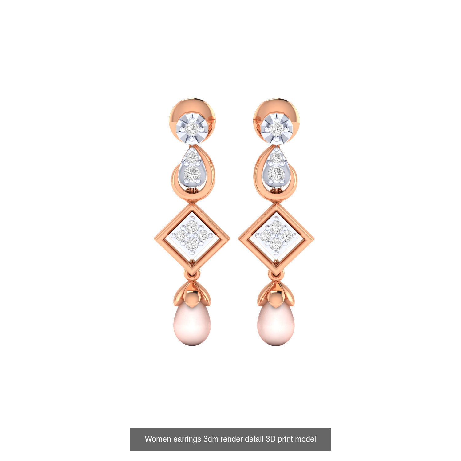 97 Women pearl earrings 3dm render detail  3D Model Collection_82
