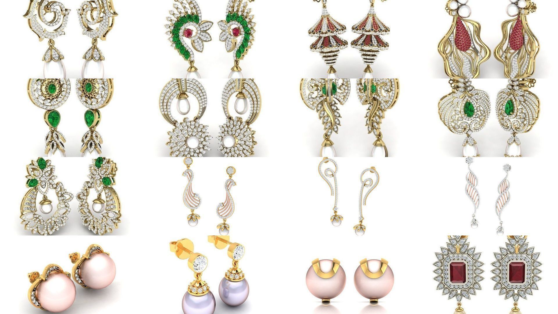 97 Women pearl earrings 3dm render detail  3D Model Collection_4