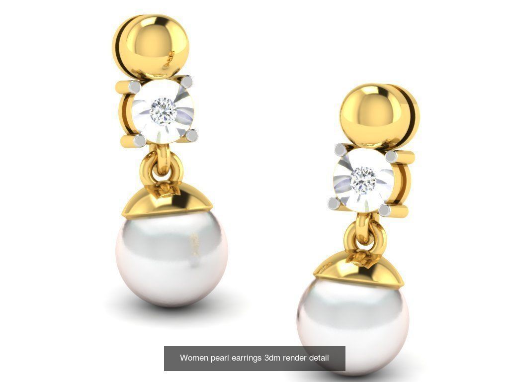 97 Women pearl earrings 3dm render detail  3D Model Collection_98