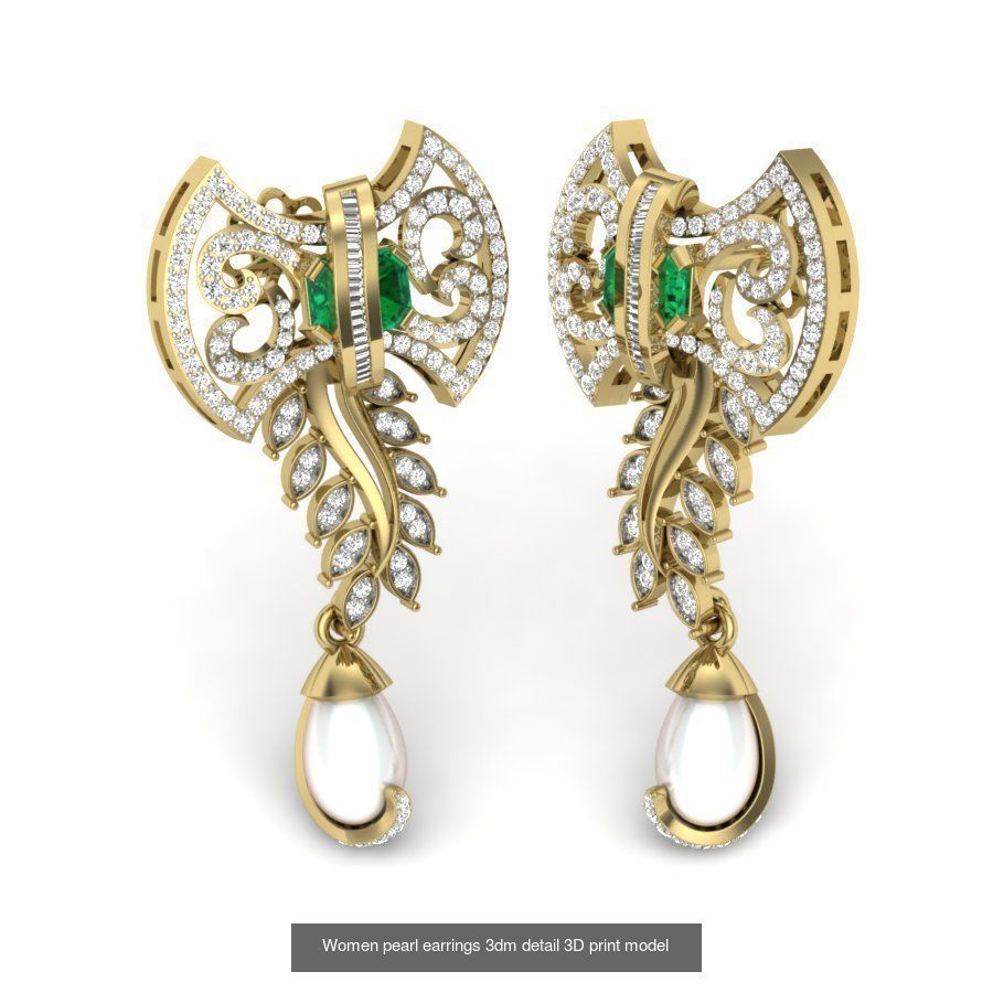 97 Women pearl earrings 3dm render detail  3D Model Collection_60