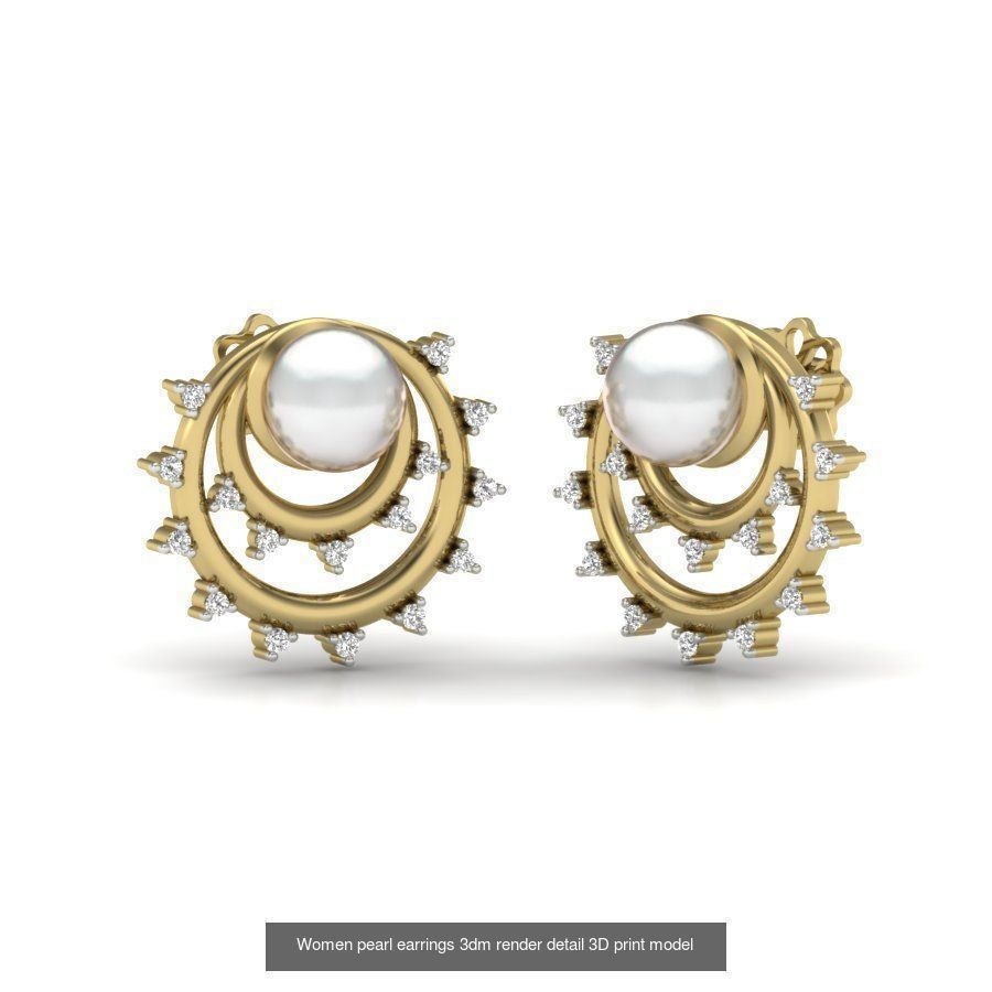 97 Women pearl earrings 3dm render detail  3D Model Collection_8