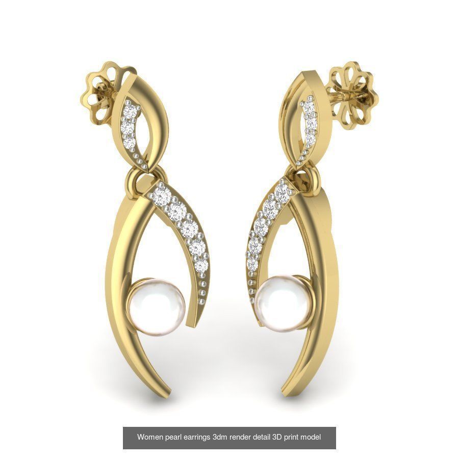 97 Women pearl earrings 3dm render detail  3D Model Collection_22