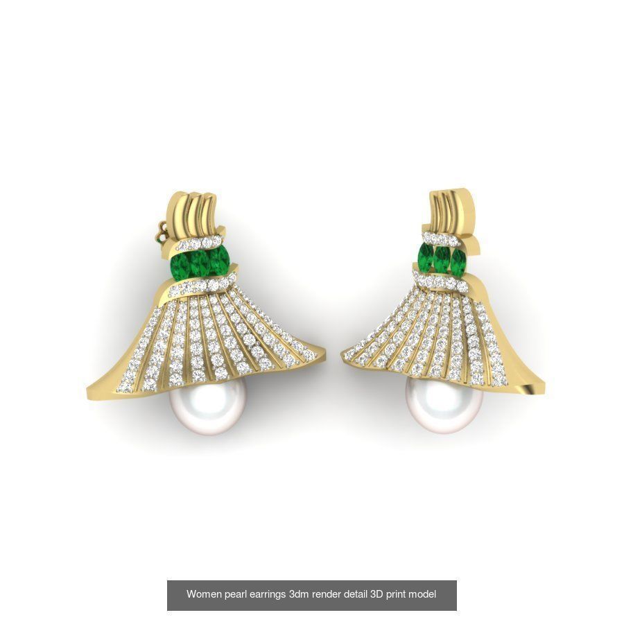 97 Women pearl earrings 3dm render detail  3D Model Collection_38