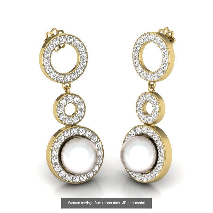 97 Women pearl earrings 3dm render detail  3D Model Collection_6