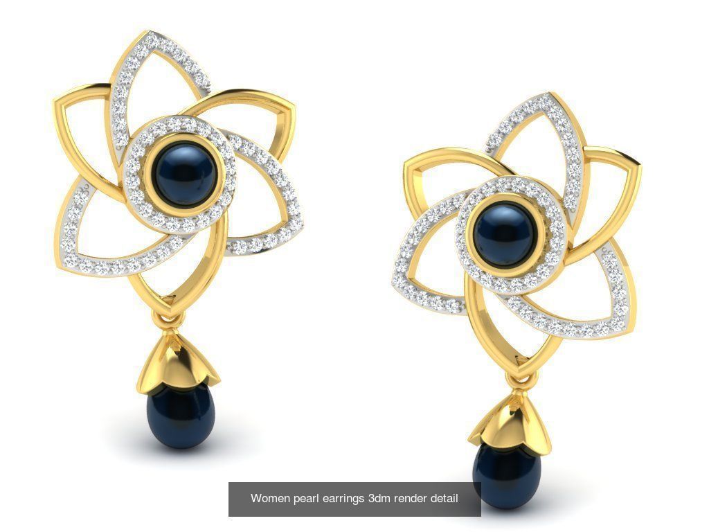 97 Women pearl earrings 3dm render detail  3D Model Collection_94