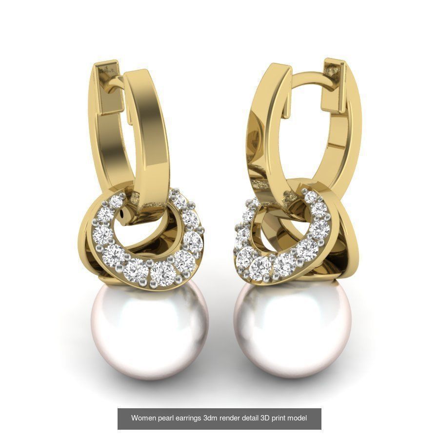 97 Women pearl earrings 3dm render detail  3D Model Collection_17