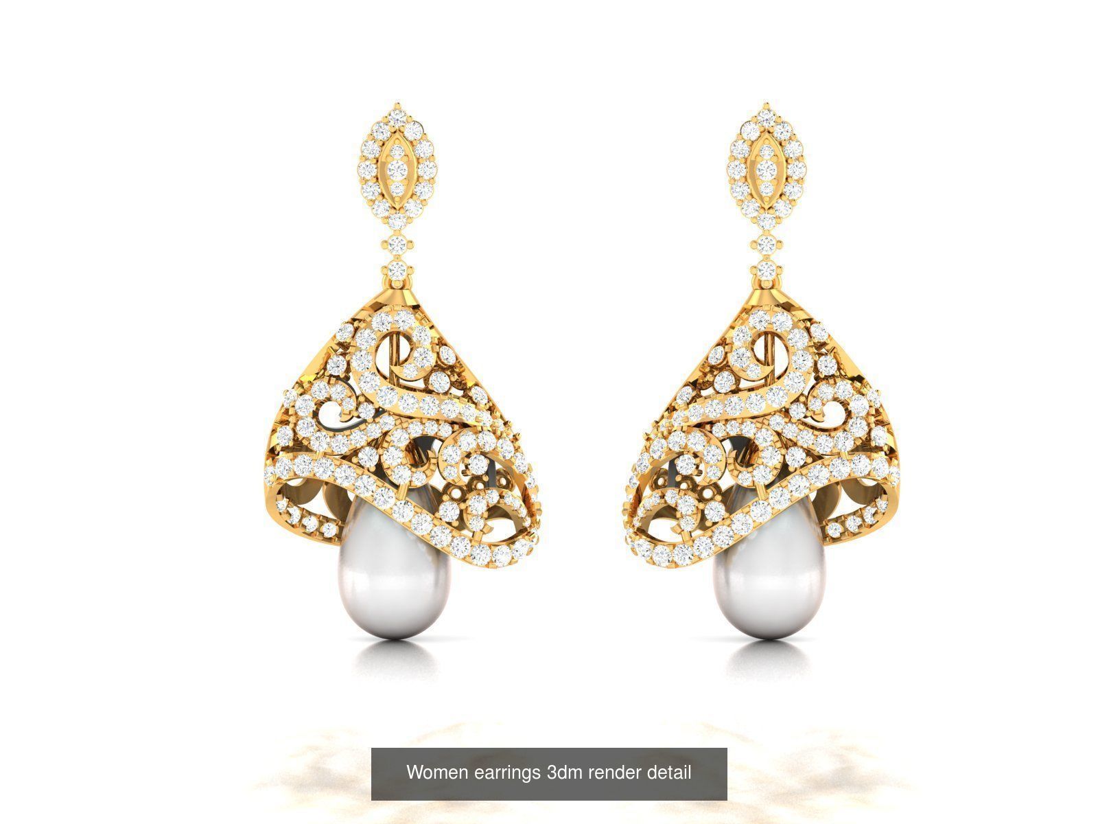 97 Women pearl earrings 3dm render detail  3D Model Collection_87