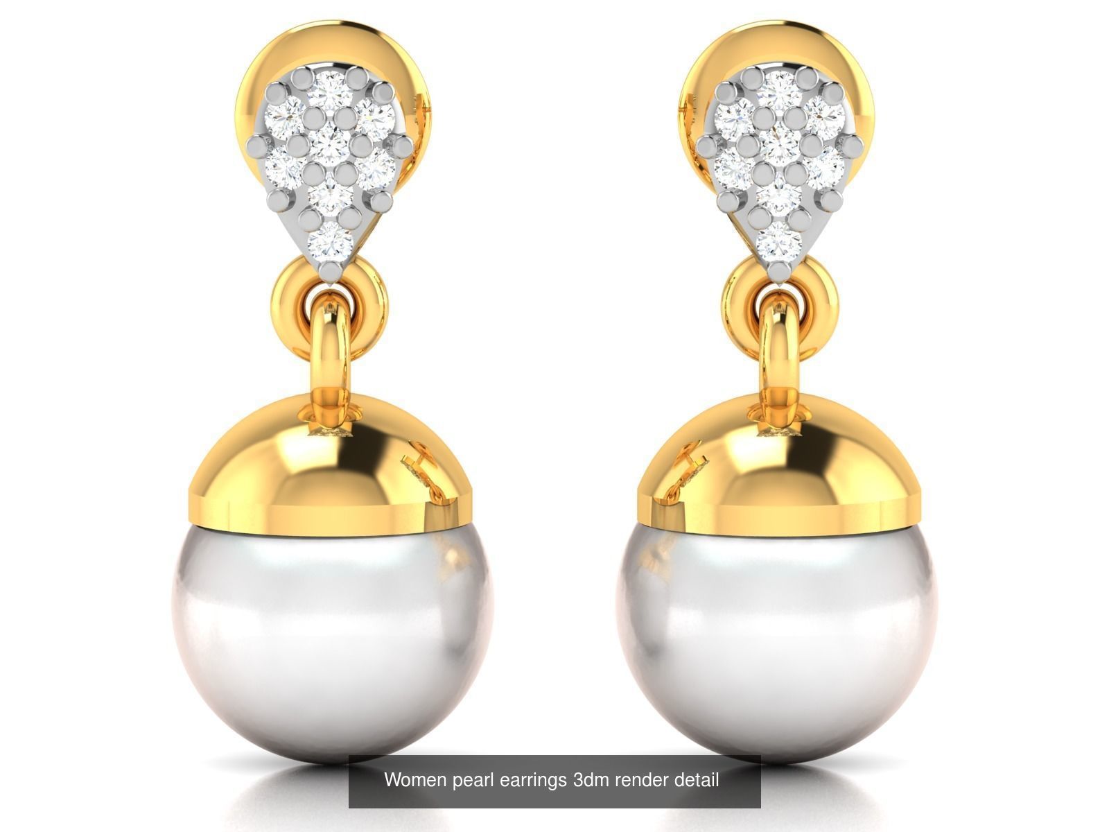97 Women pearl earrings 3dm render detail  3D Model Collection_75