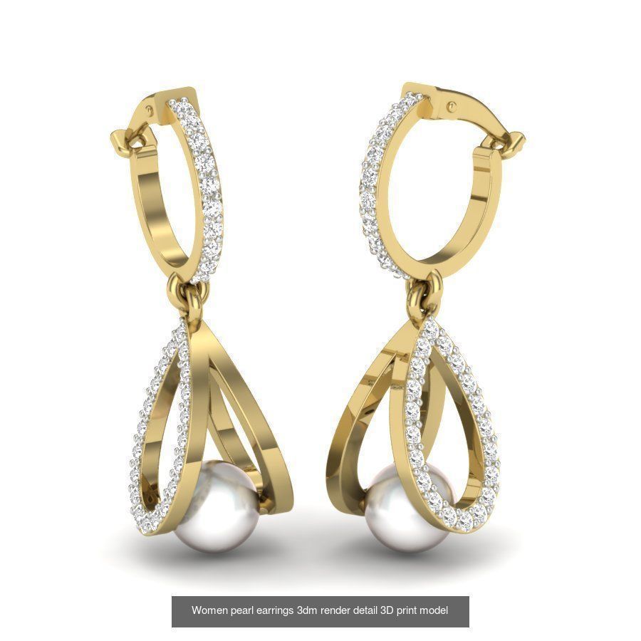 97 Women pearl earrings 3dm render detail  3D Model Collection_12