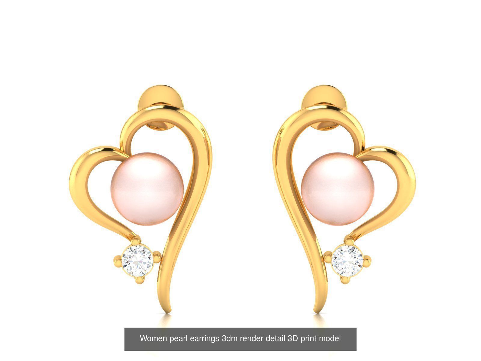97 Women pearl earrings 3dm render detail  3D Model Collection_80