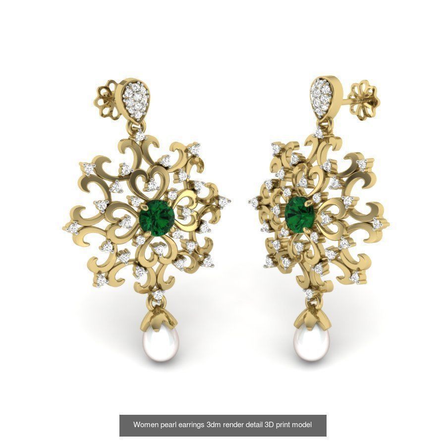 97 Women pearl earrings 3dm render detail  3D Model Collection_18