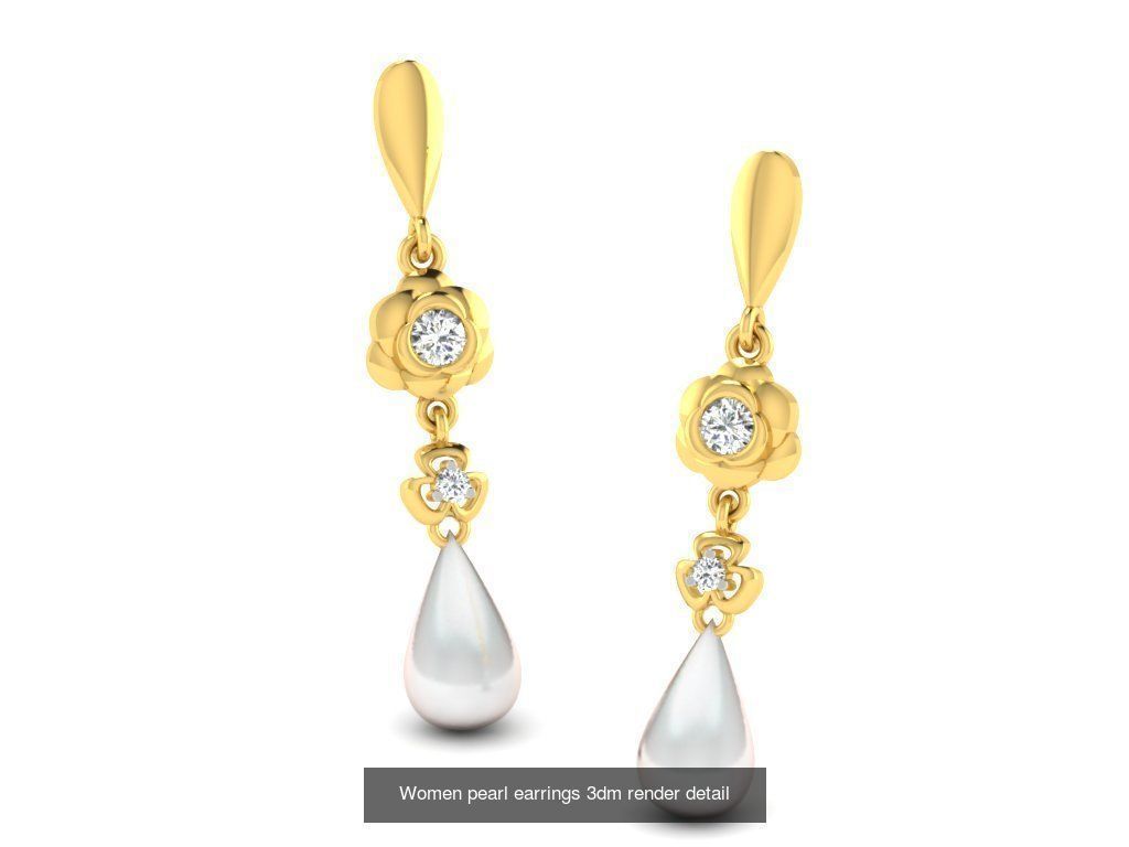 97 Women pearl earrings 3dm render detail  3D Model Collection_91