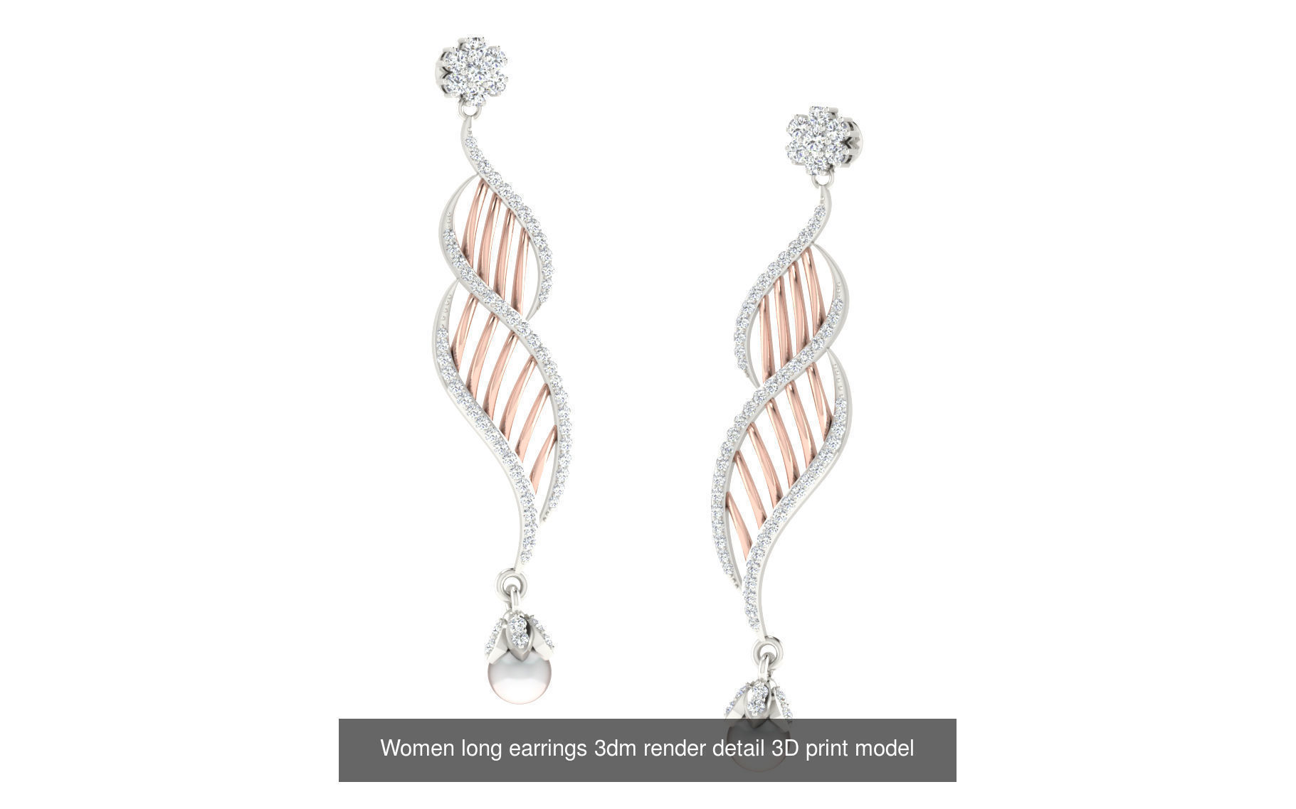 97 Women pearl earrings 3dm render detail  3D Model Collection_65